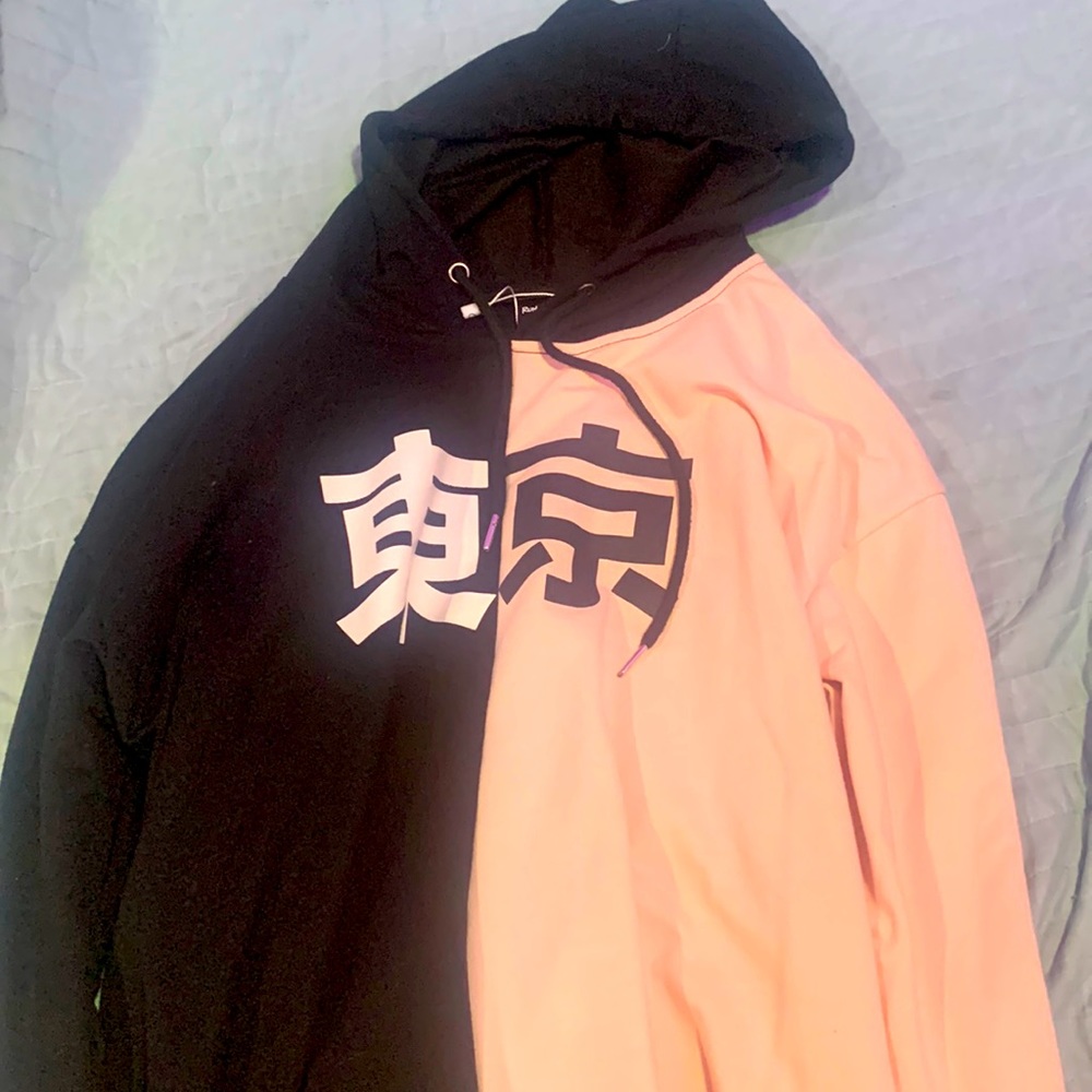 Romwe Pink and Black Hoodie